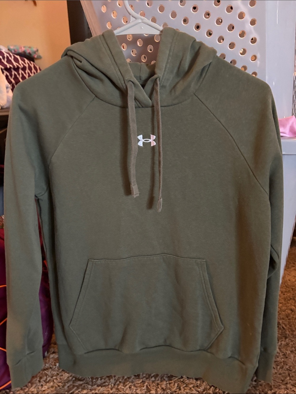 Under Armour Women's Olive Green Fleece Hooded Sweatshirt Size